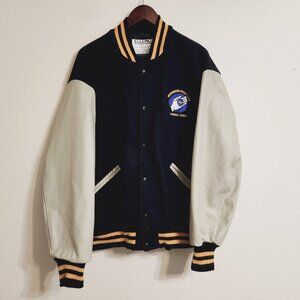 Vtg DeLong Letterman Jacket Men XL WA Athletic Club Handball Classic Wool Blue